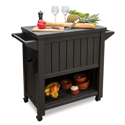 Afbeelding van BluMill BBQ Tafel Inclusief Koelvak 80 liter op Wieltjes met Flessenopener 102 x 46 86,5 cm