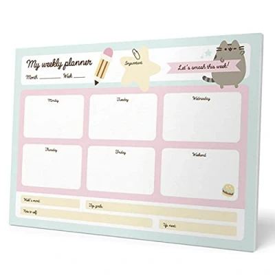 Afbeelding van Pusheen Weekplanner Foodie 29,7 X 21 Cm A4 Blauw 54 Vellen