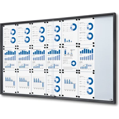 Afbeelding van Vergrendelbaar Notitiebord met Schuifdeuren Slim 21 X A4 Antraciet Syna SCSLG21XA4C7016JS Horeca &amp; Professioneel
