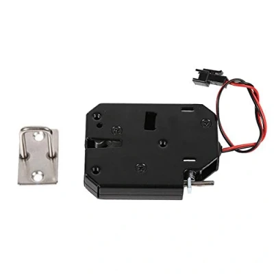 Afbeelding van DEWIN slot 12 V, van koolstofstaal, elektromagnetische bediening, 2 A, voor kast, lade, kluisjes, zonder detectieschakelaar, zwart