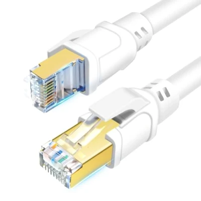 Afbeelding van DDMALL CAT8 Ethernet Kabel, 10m Hoge Snelheid 40Gbps 2000Mhz Netwerkkabel Gigabit Internet, Flexibele LAN Kabel Patchkabel met vergulde RJ45 connector voor Router, Modem, PC, TV (10 Meter, wit)