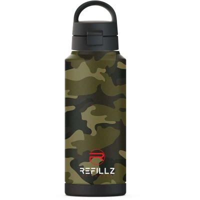 Afbeelding van Refillz Camou Bottle Urban Green/Black Drinkfles 1000ml Kampeerspullen