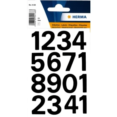 Afbeelding van Etiket HERMA 4168 25mm getallen 0 9 zwart Blister a 2 vel 10 stuks