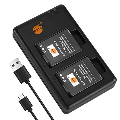 Afbeelding van DSTE 2PCS EN EL12 ENEL12 (1600mAh/3.7V) batterijlader compatibel voor Nikon Coolpix P340 S800c S1000pj S1100pj S1200pj S6150 S6200 S6300 S9100 S9200 S93000 S9400 S9500 S9600 AW100 AW110s AW120s