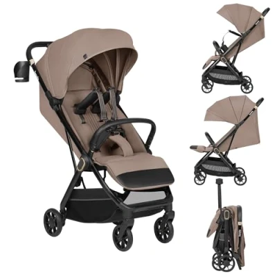 Afbeelding van LIONELO Bess Kinderwagen (6‑48 maanden) tot 22 kg, Compact Eénhandig Inklapbaar, Ligfunctie, Buggy met 360 PU Wielen en Vering, UPF50+ Zonnekap, Lichtgewicht Draagtas, Beige