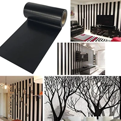Afbeelding van UOOOM 10 m x cm, zwart, washi tape, wanddecoratie, zelfklevend, maskertape, scrapbooking, handwerk (ontwerp 1010)
