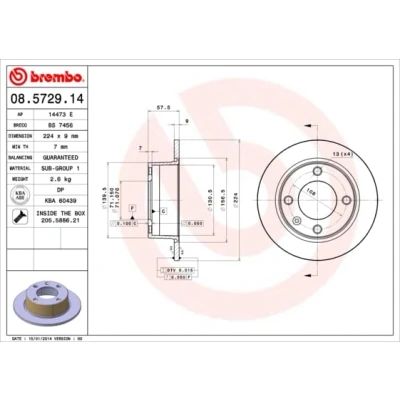 Afbeelding van Brembo Remschijf 08.5729.14