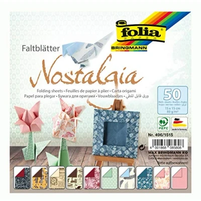 Afbeelding van folia 496/1515 vouwbladen Nostalgia, 15 x cm, 80 g/m², 50 vellen gesorteerd in 10 motieven ideaal voor prachtige vouwfiguren en vormen