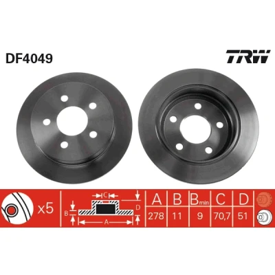 Afbeelding van Trw Remschijf DF4049