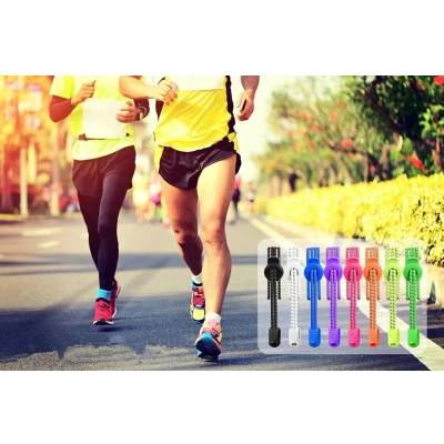 Afbeelding van Lock veters Ronde Elastische Schoenveters Hardlopen Laces Zwart