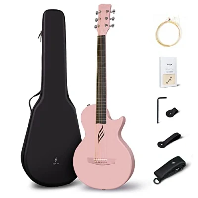 Afbeelding van Enya Gitaar Beginner Set Volwassenen Koolstofvezel 35&quot; Nova Go Pink Cutaway Starter Kit met Gig Bag Riemsleutel String Schoonmaakdoekje voor Kinderen Reizende School Families