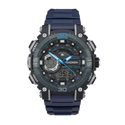 Afbeelding van Sekonda Analoog digitaal herenhorloge, 49 mm plastic behuizing en band, marineblauw