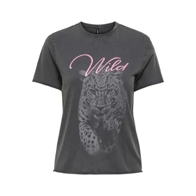 Afbeelding van ONLY Dames Onllucy Life Reg S/S Top Box JRS, Blackened Pearl, S