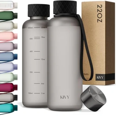 Afbeelding van KIVY Drinkfles, 650 ml, BPA vrij, lekvrij en vaatwasmachinebestendig, waterfles voor kinderen volwassenen, kleine waterfles, zwarte fles, geschikt koolzuur