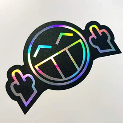 Afbeelding van folien zentrum 2 x Fuck You Smiley Oilslick zwart 7 12 cm hoogwaardige sticker auto tuning OEM JDM autosticker grappige voor stickerbomb Made in Germany (2)