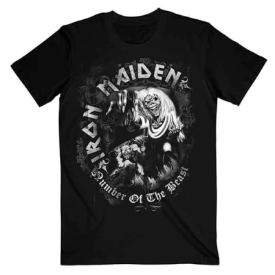 Afbeelding van Iron Maiden Number Of The Beast Grey Tone Heren T shirt L Zwart