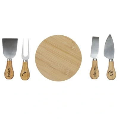 Afbeelding van COOK CONCEPT Coffret Fromages Couteau X4 et Planche Bois Inox Dimensions : 19.5 x 15.5 2.5 cm