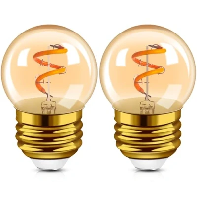 Afbeelding van Hcnew G40 E27 LED Edison Vintage Gloeilamp Warm Wit 1 W Vervangt 10W Mini Globe Spiraalfilament Decoratieve Gloeilampen Vervangende Lampen 2200K Set van 2
