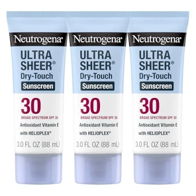 Afbeelding van Neutrogena Ultra Pure Dry Touch Zonnebrandcrème Lotion, Breed Spectrum SPF 30, 3 pack