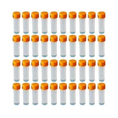 Afbeelding van HUAYAO 40 stuks monsterbuisjes, 5 ml, met deksel en graduele markeringen, kunststof kristallen buisjes, reageerbuisjes, reageerbuisjes voor laboratorium ziekenhuis