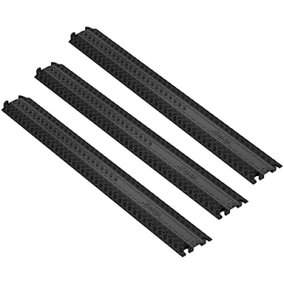 Afbeelding van VEVOR 3 stuks drop over kabelafdekking, 2 lb/aslaadvermogen, robuuste kabelslangbeschermer helling, vloersnoerhoes voor hoog loopverkeer gebieden binnen buiten thuiskantoor, magazijn school
