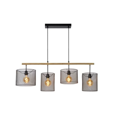 Afbeelding van Lucide BASKETT Hanglamp 4xE27 Zwart
