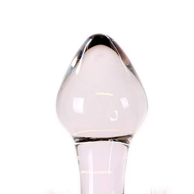 Afbeelding van Glazen buttplug met witte konijnenstaart