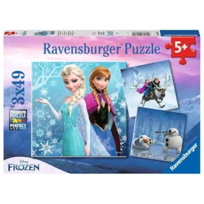 Afbeelding van Ravensburger puzzel Disney Frozen avontuur in winterland 3 x 49 stukjes