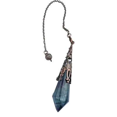 Afbeelding van Edelsteen, slinger van kristal, zeshoekig glas, vintage voor radiesthesie, chakra Reiki waarzeggen, meditatie Wicca (fluoriet)