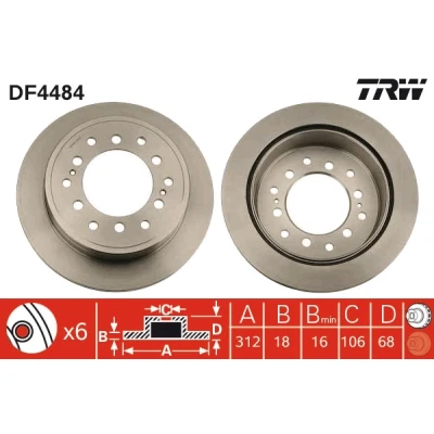 Afbeelding van Trw Remschijf DF4484