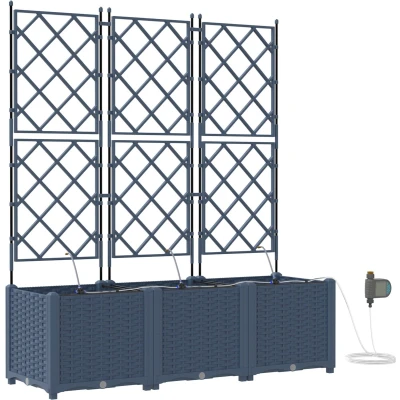 Afbeelding van vidaXL Tuin Planter Grijs Kunststof 120 x 40 142 cm