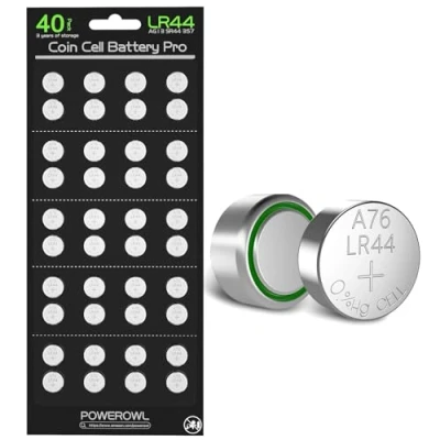 Afbeelding van POWEROWL 40 batterijen LR44、AG13 CR44 357 303 A76 1.5V alkalinebatterij