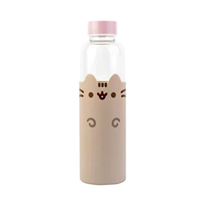 Afbeelding van Grupo Erik BDC009 Glazen Waterfles Pusheen 500 ml Herbruikbare Fles Drinkfles met siliconen hoes