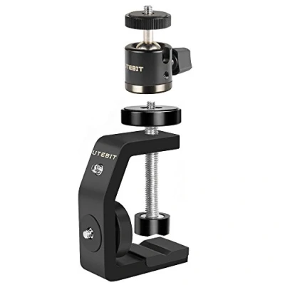 Afbeelding van UTEBIT klemstatief met kogelkop voor digitale camera&#039;s C klem statiefschroefdraad statief 1/4 inch DSLR camerastatief 360 draaibaar Balhoofd schroef lampstatief statiefkop