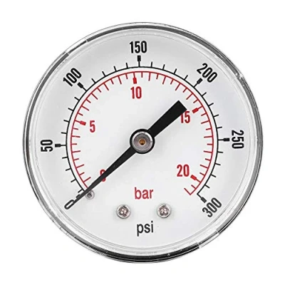 Afbeelding van Manometer, 50mm Zifferblatt 1/4 BSPT Axial Manometer für Luft, Wasser, Öl und Gas(0 300psi 0 20bar)