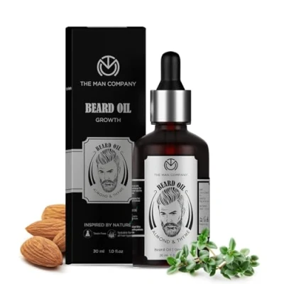 Afbeelding van THE MAN COMPANY Beard Oil for Men Organic Growth (1.1oz) With Natural Almond and Thyme Essential Moisturizing, Conditioning, Itch Frizz Control Paraben SLS free