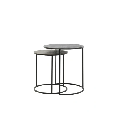 Afbeelding van Light &amp; Living Rengo bijzettafel relief zwart/brons set van 2 Metaal