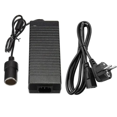 Afbeelding van Spanningsomvormer 220 V naar 12 V: Nizirioo 180 W/15 A auto netadapter, AC DC met sigarettenaansteker bus voor compressor koelbox en autostofzuiger