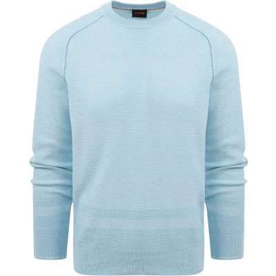Afbeelding van BOSS Pullover Apok Lichtblauw maat XXL Heren met Slim fit Pasvorm Katoen Suitable Herenkleding