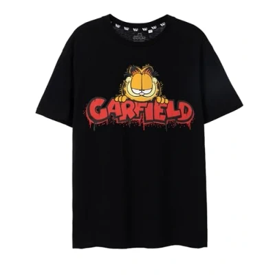 Afbeelding van Garfield graffiti Zwart T shirt met korte mouwen voor heren Omarm urban cool artistieke flair sport het trendy ontwerp en ontketen een moeiteloze stijl, waarbij comfort streetwise
