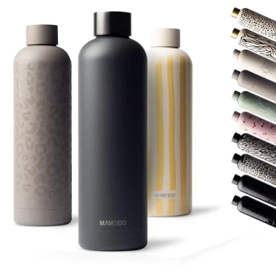 Afbeelding van MAMEIDO roestvrij staal drinkfles 750ml lekvrije thermosfles, waterfles BPA vrij, geïsoleerde fles, koffie &amp; thee (Carbon Grey, 0,75l)
