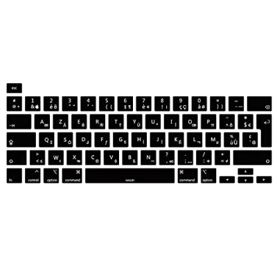 Afbeelding van MiNGFi Franse AZERTY Silikon toetsenbordbeschermer compatibel met MacBook Pro 16&quot; M1 (2019+) 13&quot; (2020+) model A2338 A2289 A2251 A2141 EU/ISO toetsenbordindeling zwart