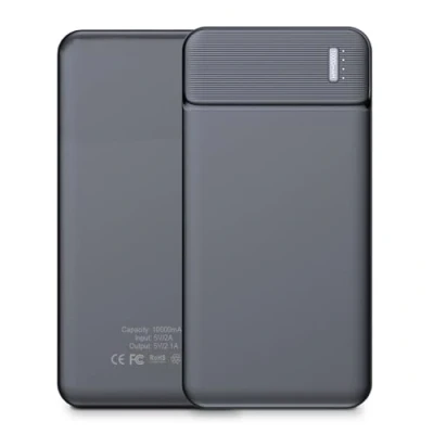 Afbeelding van Powerbank 10000 mAh 2x USB A output, 1x C &amp; Micro input naar kabel meegeleverd klein lichtgewicht Zwart