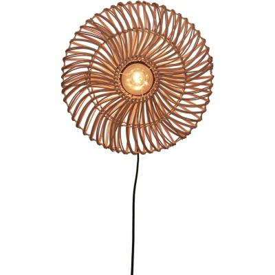 Afbeelding van Good&amp;Mojo Wandlamp Zanzibar Rotan Plat Small Naturel 40x40x12cm