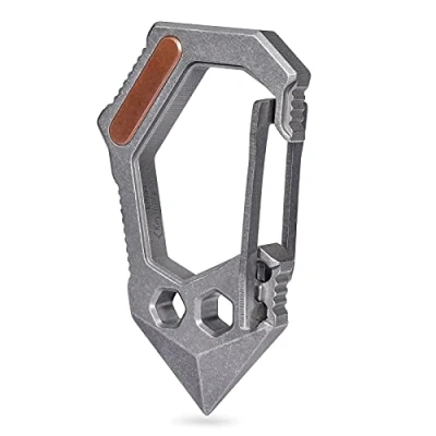 Afbeelding van KeyUnity KU02 Titanium EDC multifunctionele karabijnhaak, sleutelhanger, 7 in 1 multitool, inbussleutel, schroevendraaier, blikopener, zilver (KU02)