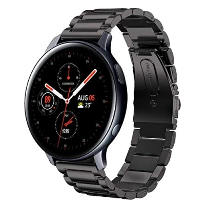 Afbeelding van SUNDAREE Compatibel met Galaxy Watch Active 2 40 mm 44 armband, 20 zwarte horlogeband roestvrij staal metalen reserveband voor Samsung Active2 44/Galaxy 3 41/Garmin Venu