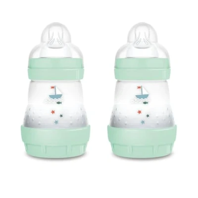 Afbeelding van MAM Easy Start Anticolica Babyfles in set van 2, met SkinSoftTM siliconen zuiger, 0+ maanden, 160 ml, lichtblauw