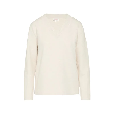 Afbeelding van s.Oliver Vausschnitt Trui, Dames, Maat: 32, Beige