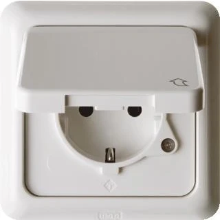 Afbeelding van Berker wandcontactdoos+ra inbouw IP44 klapdeksel/raam 1 v wit