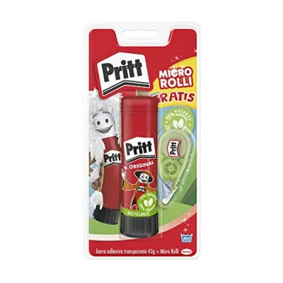 Afbeelding van Pritt lijmstift + concealer micro roller, kinderlijm en concealer, wit, accessoires voor school kantoor, 43 g (trapstick) 5 mm x 6 m (correctie)